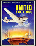 5 air travel poster 1939 united air lines dc3 mainliners 2 Advert A4 Photo Print