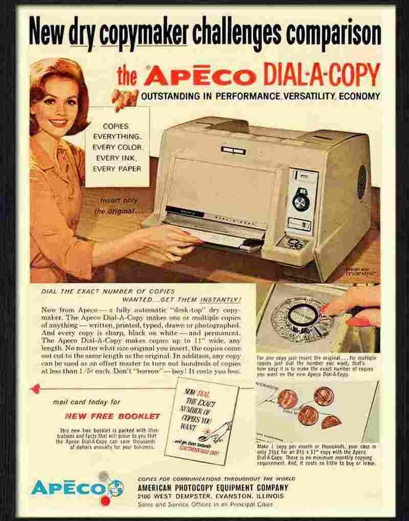 5 apeco photo copy machine 1964 Advert A4 Photo Print