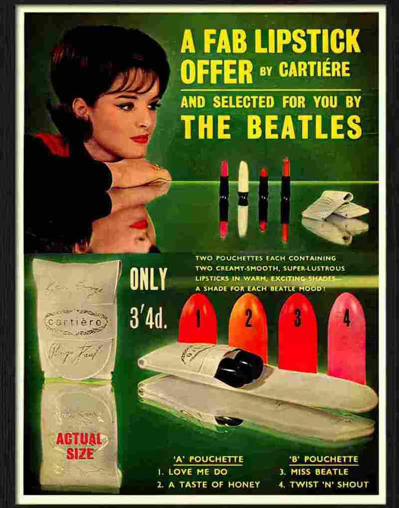 5 beatles lipstick Advert A4 Photo Print