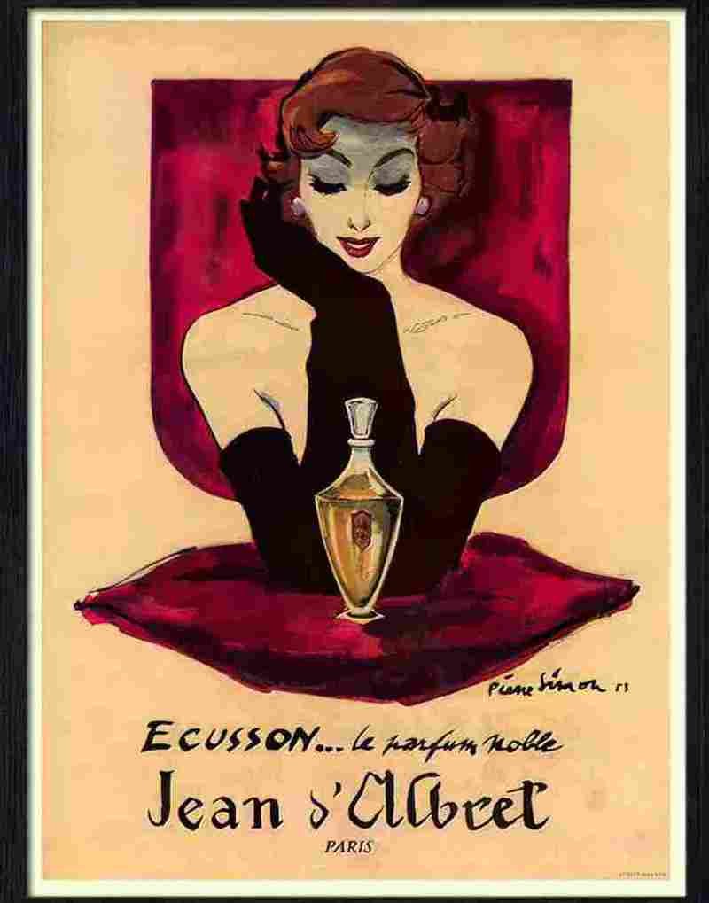 5 ecusson french perfume 1950s Advert A4 Photo Print