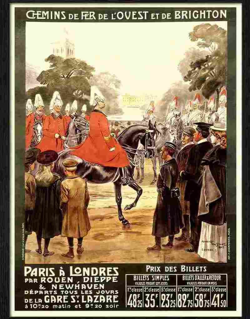 5 paris to london travel poster maurice toussaint 1908 Advert A4 Photo Print