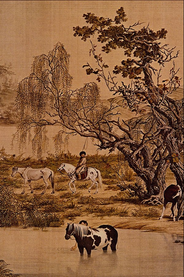500042 Hundred Horses , Lang Shih ning A4 Photo Print