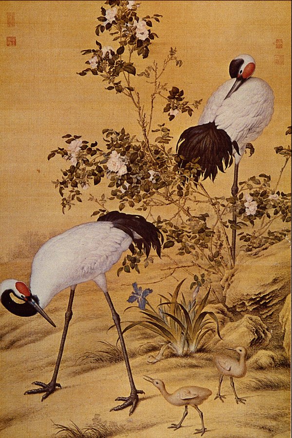 500043 Cranes And Flowers , Lang Shih ning A4 Photo Print