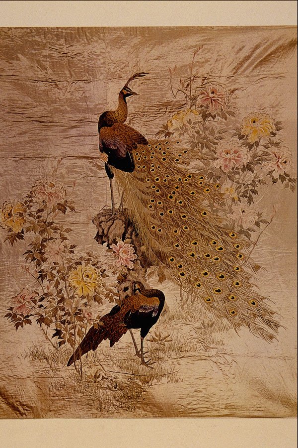 500093 Peacocks And Peonies , Unknown Artist A4 Photo Print