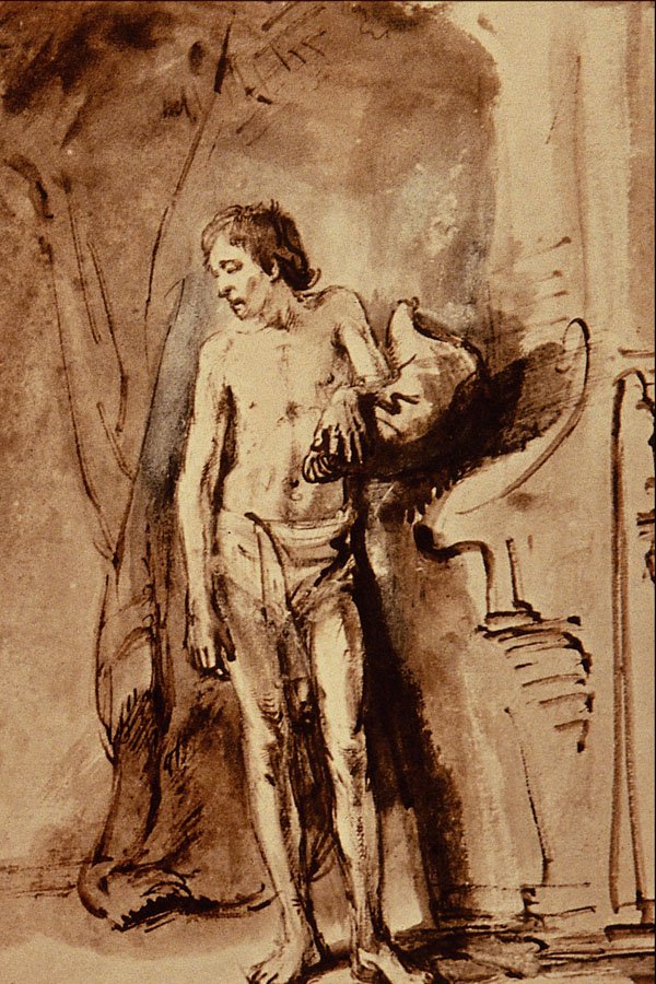 501055 Standing Male Nude , Rembrandt Harmenszoon Van Rijn A4 Photo Print