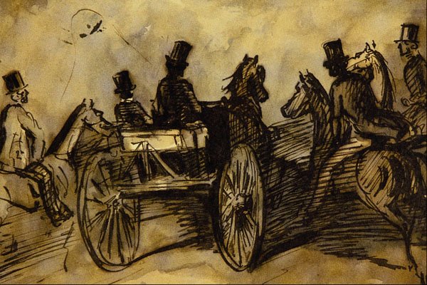 501060 Carriage And Three Gentlemen On... , Constantin Guys A4 Photo Print