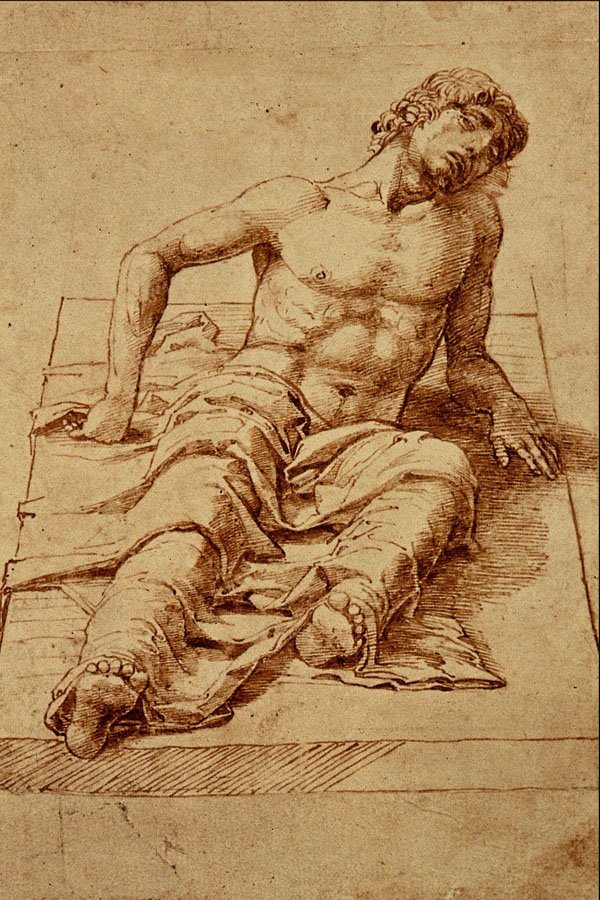 501076 Man Laying On A Stone Slab , Andrea Mantegna A4 Photo Print