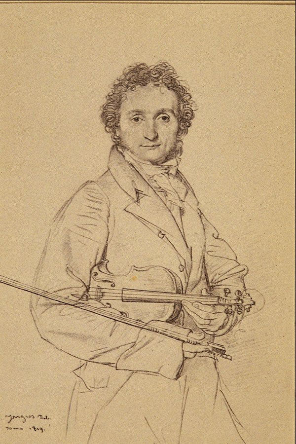 501095 Portrait Du Violoniste Paganini (1819) , Jean A.D. Ingres A4 Photo Print