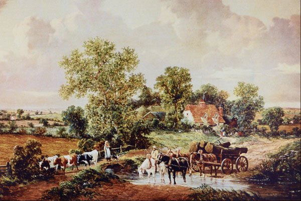 502064 Crossing The Stream , James Edwin Meadows A4 Photo Print
