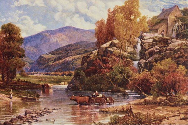 502070 Crossing The Stream , Andrew Melrose A4 Photo Print