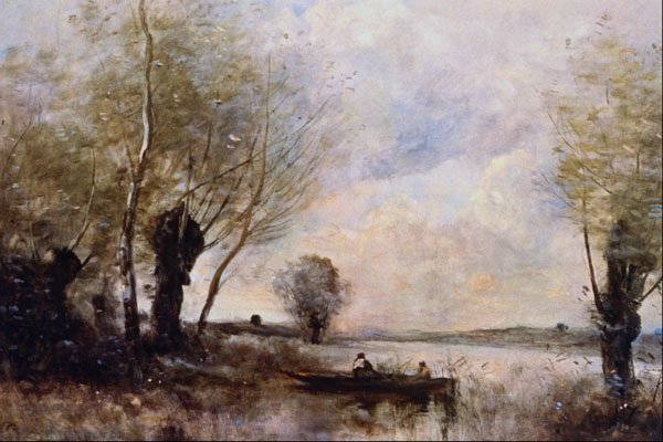 502080 La Peche En Barque Aupres... , Jean Baptiste Camille Corot A4 Photo Print