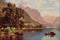 502082 Lakeside Scene , Albert Bierstadt A4 Photo Print