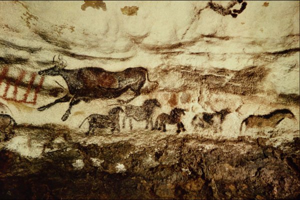 503009 Five Horses And Cow , Lascaux, Dordogne, France A4 Photo Print