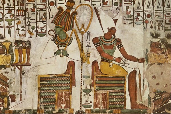 503018 Osiris And Atum Seated With Offerings  A4 Photo Print