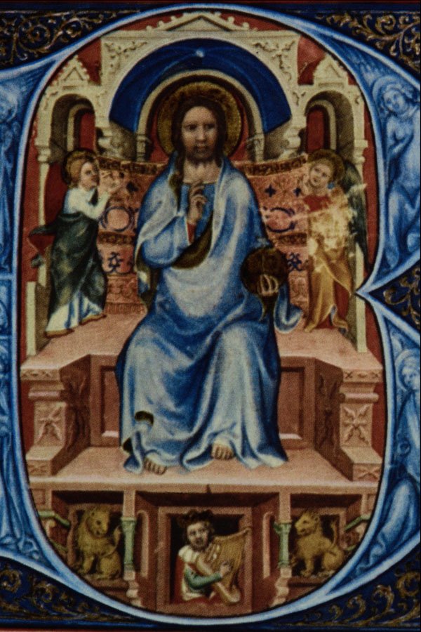 503087 The Initial B With Christ Blessing Seated On His Throne  A4 Photo Print