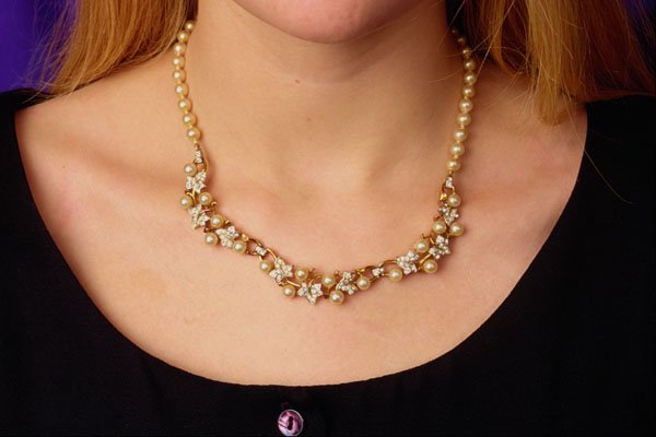 504016 Pearl And Rhinestone Necklace A4 Photo Print