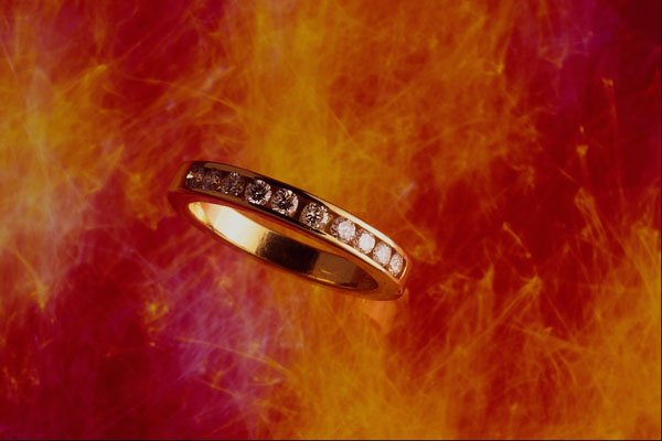 504066 14K Gold Ring, 10 Diamonds A4 Photo Print