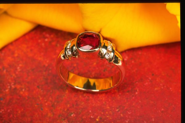 504085 14K Gold With Ruby And 6 Diamonds A4 Photo Print