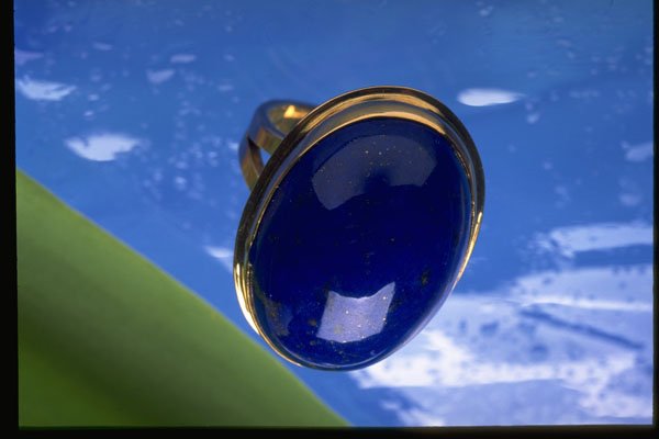 504091 14K Gold Ring With Lapis Lazuli A4 Photo Print