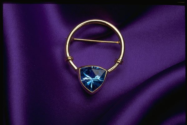 504099 Gold And Blue Topaz Brooch A4 Photo Print