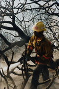 505019 Fire Fighter Battles Heavy Brush At Wildland Fire A4 Photo Print