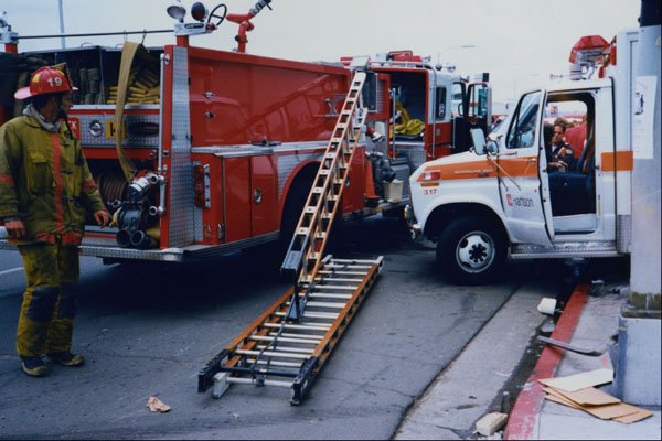 505023 Ambulance Versus Fire Engine Traffic Accident A4 Photo Print
