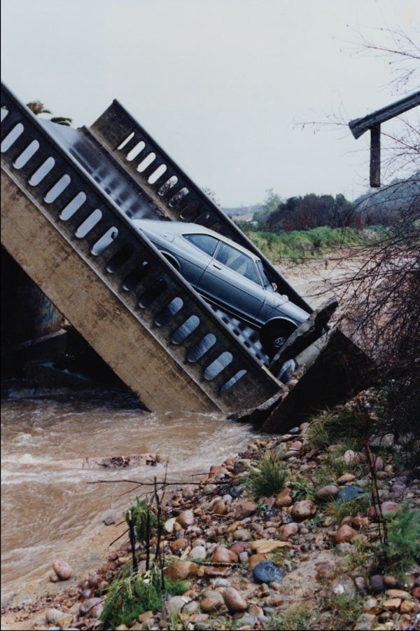 505035 Road Bridge Collapses After Heavy Rains And Floods A4 Photo Print