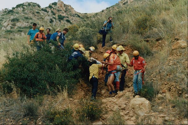 505037 Fall Victim Carried By Mountain Rescue Crew A4 Photo Print