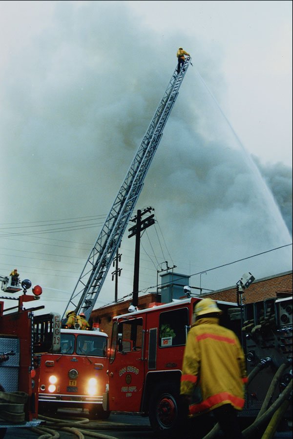 505041 Water Stream At Restaurant Fire In Suburban Area A4 Photo Print