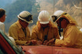 505060 Wildland Battalion Chiefs, Strategy Session At Brush Fire A4 Photo Print