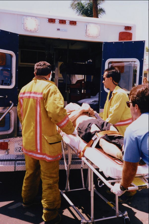 505064 Critically injured Trauma Patient Loaded Into Ambulance A4 Photo Print