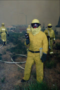 505070 Fire Fighters Waiting For Advancing Flames A4 Photo Print