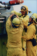 505077 Fire Fighters Preparing To Pull Hose Line At Brush Fire A4 Photo Print