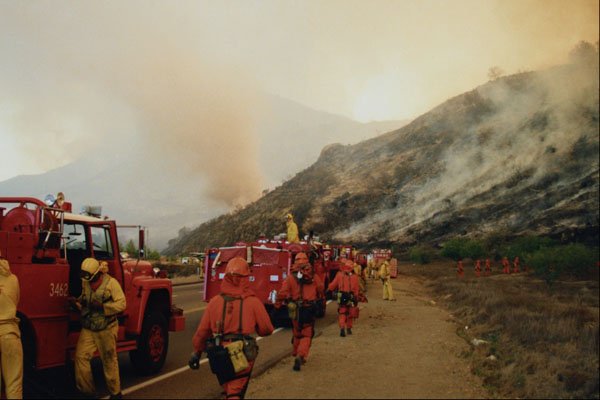 505082 Convict Volunteer Fire Fighters Headed Towards The Fire A4 Photo Print