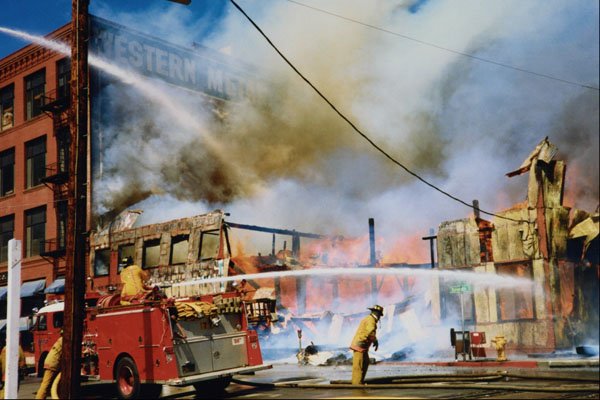 505086 Farmer's Market Near Total Destruction After Fire A4 Photo Print