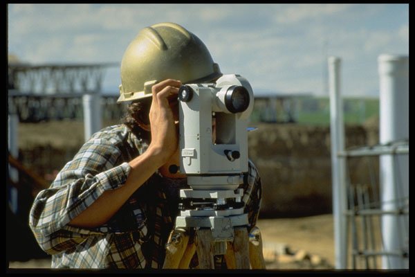 506036 Construction Worker Surveying Site A4 Photo Print
