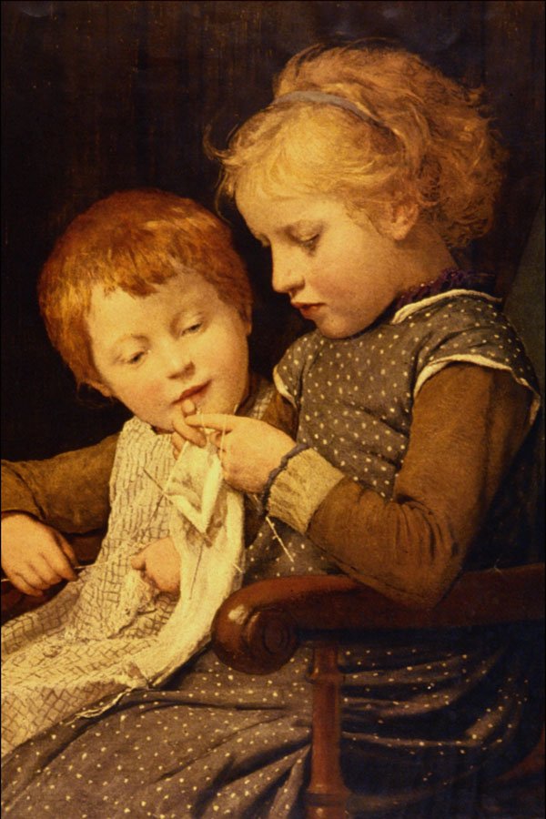 508022 Knitting , Albert Anker A4 Photo Print