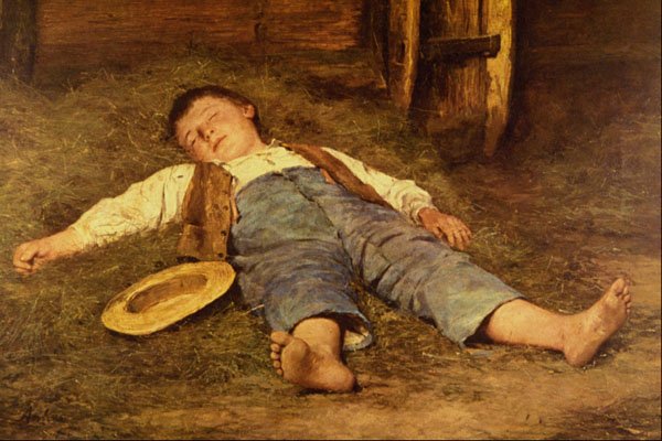 508057 Boy Sleeping In The Hay , Albert Anker A4 Photo Print