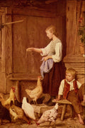508080 Les Poules , Albert Anker A4 Photo Print