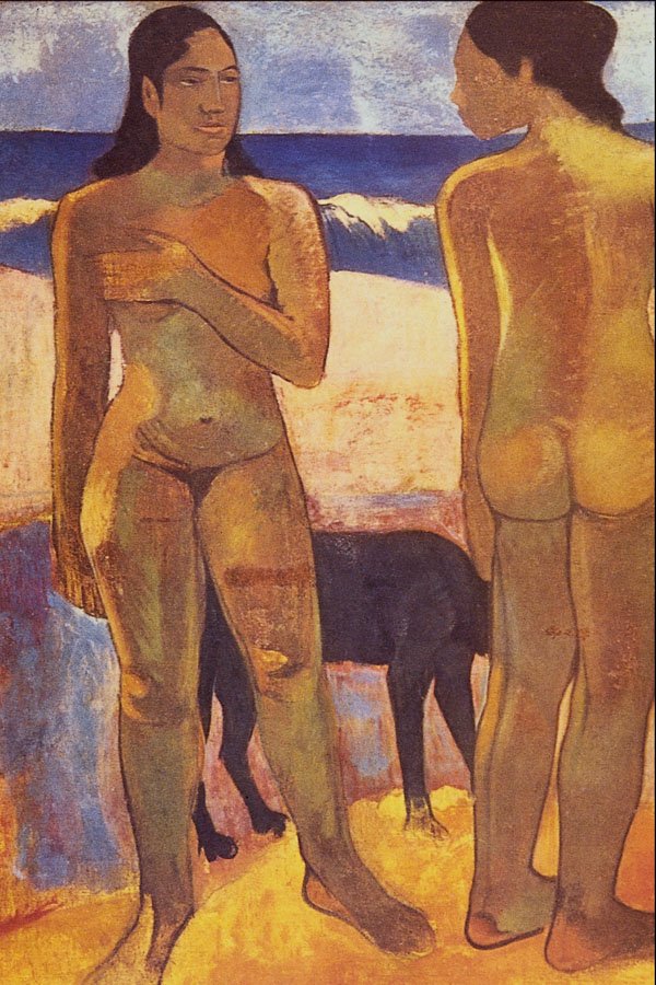 508095 Two Figures On A Tahitian Beach , Paul Gauguin A4 Photo Print