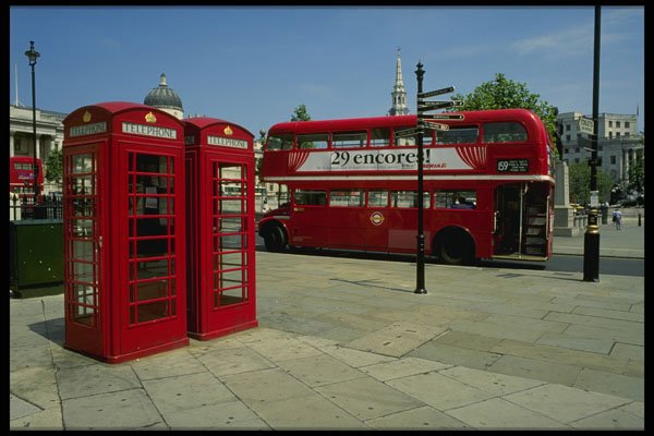 509016 Red Public Telephone Booth On Trafalgar Square, London A4 Photo Print