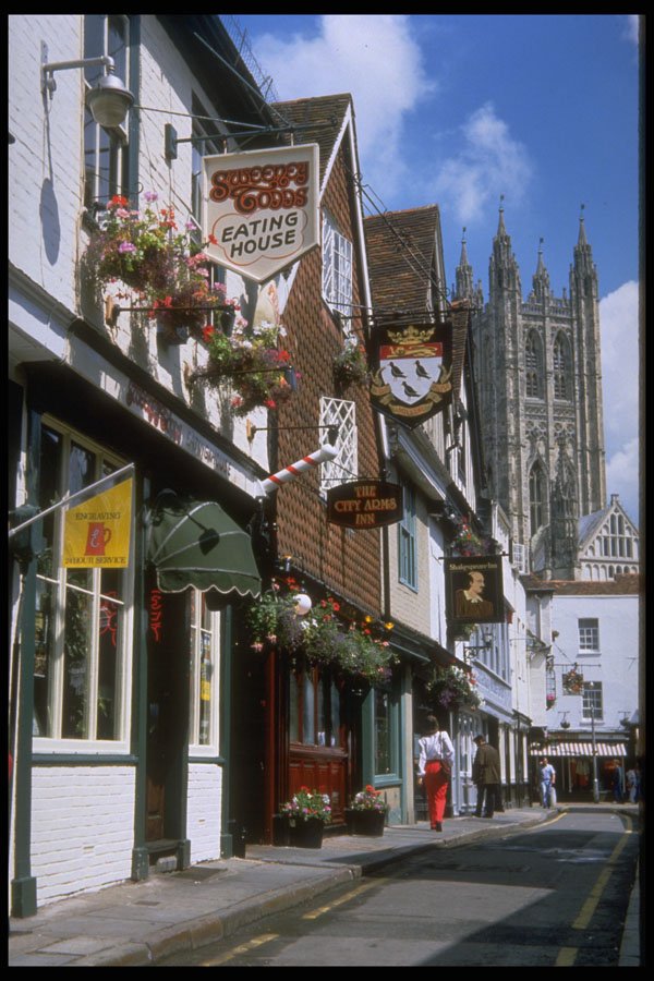509077 Butchary Lane And Bell Harry Tower, Cathedral In Canterbury A4 Photo Print