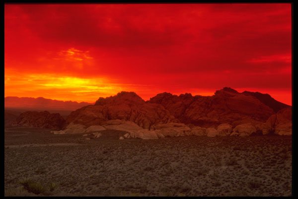 510022 Red Sky At Calico, Red Rock Canyon A4 Photo Print