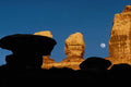 510067 Sunset Glow On Rocks With Moonrise A4 Photo Print