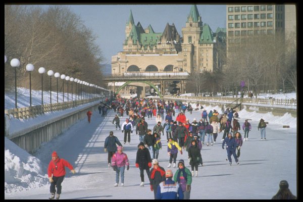511022 Skaters On The Rideau Canal, Ottawa, Canada A4 Photo Print