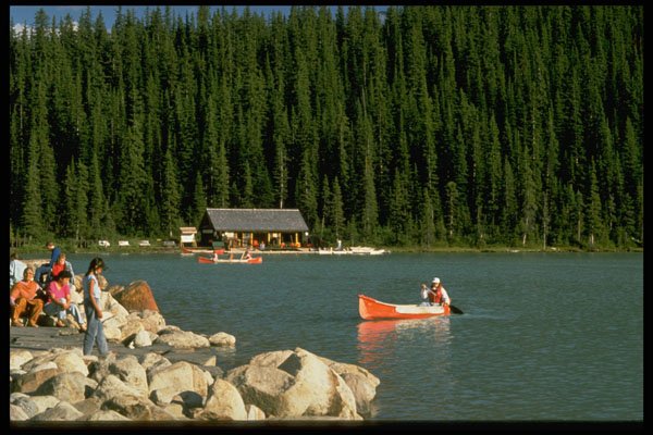 511028 Canoeing, Lake Louise, Alberta, Canada A4 Photo Print