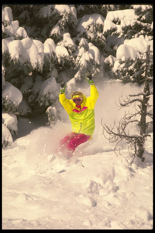 511068 Deep Powder Snowboarding, Mount Hood Meadows, Oregon A4 Photo Print