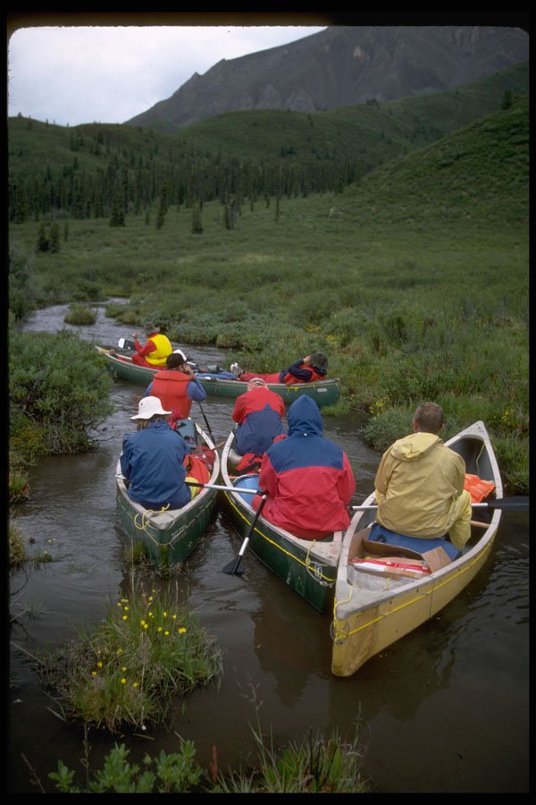 511078 Canoeists, Push me pull you Creek, Canada A4 Photo Print