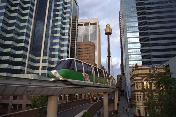 512059 Monorail Train With Sydney Skyline In Background, Australia A4 Photo Print