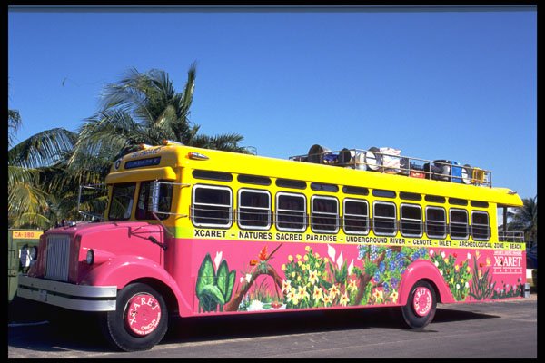 512060 Granny Bus To Xcaret, Cancun, Mexico A4 Photo Print